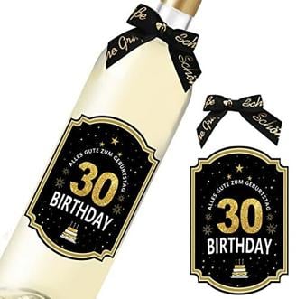 30. Geburtstag Flaschenetikett - Happy Birthday 30 Weinflaschenaufkleber- Alles Gute zum Geburtstag 30-8.5 x 11.5 cm Persönliches Geschenk Party Dekoration(Wein nicht inbegriffen)