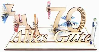 Gartenwerkstatt: Holz-Schild Gästebuch - Persönliches Geldgeschenk und herzlicher Glückwunsch zum 70. Geburtstag