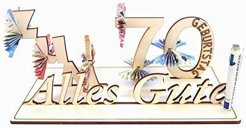 Gartenwerkstatt: Holz-Schild Gästebuch - Persönliches Geldgeschenk und herzlicher Glückwunsch zum 70. Geburtstag