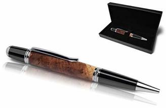 Handgefertigter Kugelschreiber aus Echtholz | Hochwertiges Geschenkset mit Etui | Business Geschenk Set aus Edel Holz für Mitarbeiter und Kunden (Weinrebe)
