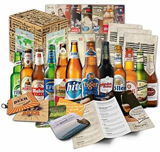 Biere der Welt (12 Flaschen) internationale Bier Spezialitäten zum verschenken - Beste Biere der Welt mit Geschenkkarton (Bier + Tasting-Anleitung + Bierbroschüre + Brauereigeschenke + Geschenkkarton)