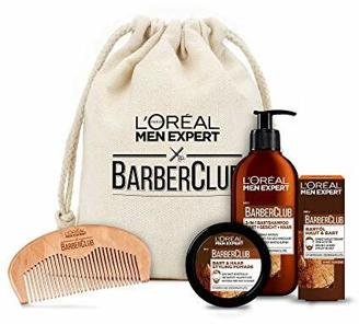L'Oréal Men Expert Bartpflege Set mit Bartöl, Bartshampoo, Bartkamm und Bart Styling Pomade, Barber Club Premium Geschenkset, 1 x 633 g