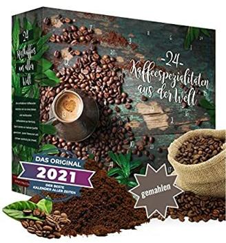 Adventskalender 2021 Kaffee gemahlene Bohnen I Kaffee Adventskalender mit 24 erlesenen Kaffee Sorten aus aller Welt als Probierset 480g feinster Kaffee Geschenk