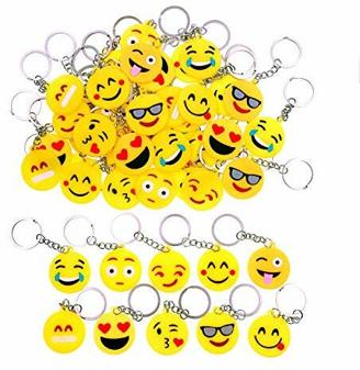 JZK 50 x Mini Emoji Schlüsselanhänger Tasche Anhänger, Mitgebsel Geschenk Gastgeschenk für Kinder Party Geburtstag Party