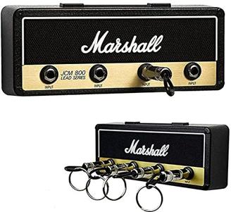 Marshall Schlüsselbrett Schlüsselhalter Wandmontage Jack Rack 2.0 JCM800 Gitarre Schlüsselanhänger Haken Halterung für Schlüssel Haus Befestigung mit 4 Gitarrenstecker (Key holder Set Schwarz)