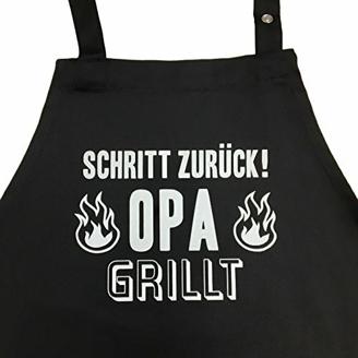 Schritt zurück! Opa grillt - Grillschürze für Männer lustig, Kochschürze - Geschenk Geschenkidee Opa Geburtstag Männer Ruhestand