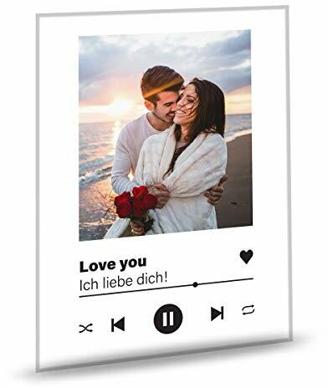 GRAVURZEILE Song Cover Glas Foto aus Acrylglas - Personalisiertes Geschenk mit eigenem Bild im Spotify Musik Cover Design - Fotogeschenke für Sie & Ihn - Geschenke für Frauen & Männer