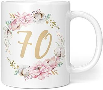 Geschenk Tasse Geburtstag 70 Frau - Geschenkideen zum 70 Geburtstag - Geburtstagsgeschenk für Frauen Blumen