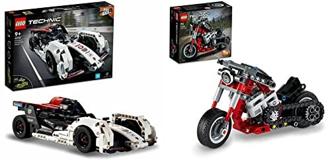 LEGO 42137 Technic Formula E Porsche 99X Electric & 42132 Technic Chopper Abenteuer-Bike, 2-in-1 Bausatz, Motorrad-Spielzeug, Geschenk für Kinder ab 7 Jahren, Fahrzeug-Set, kreatives Geschenk