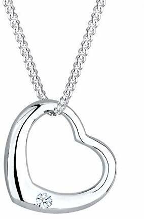DIAMORE Halskette Damen Herz Anhänger Klassisch mit Diamant (0.03 ct.) aus 925 Sterling Silber