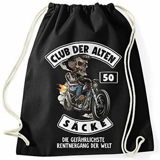 MoonWorks Turnbeutel Sack Jutebeutel Geschenk-Tüte Club der Alten Säcke für Ältere Geburtstag Männer 50 schwarz Unisize