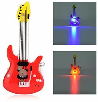 25 Stücke Cartoon Brosche Blinkende LED Brosche Gitarre Leuchten Leuchtende Abzeichen für Weihnachten Halloween Party Dekoration Bevorzugt Geschenk(Rote Gitarre)