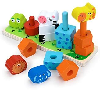 Holzspielzeug ab 1 Jahr Jungen Mädchen, Montessori Baby Holz Spielzeug, Geschenke für 12+ 18 Monate, Kleinkinder, erster Geburtstag, pädagogisches Lerngeschenk für Kinder Spiele Bausteine