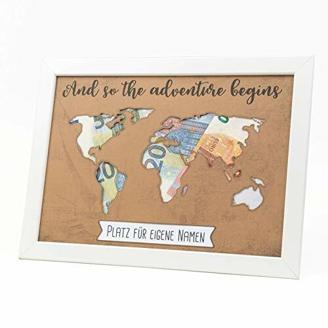 Geldgeschenk Verpackung Hochzeit Geburtstag Reisen Urlaub Geschenk Weltkarte Vintage individuelles Geschenk Kraftpapier besonders verschenken