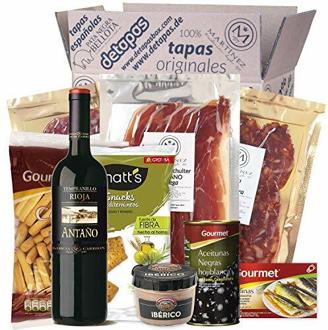 Präsentbox - Tapas-Abend für Zwei I Tapas I Geschenk für Feinschmecker und Spanienfans | Spezialitäten aus Spanien | Geschenk für Männer & Frauen