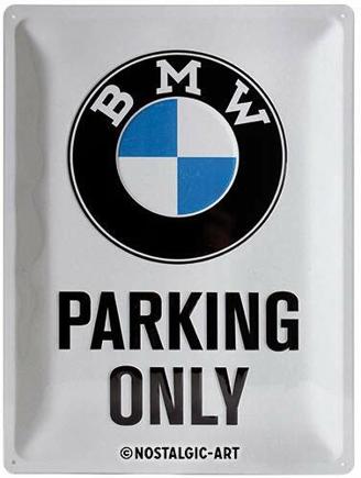 Nostalgic-Art Retro Blechschild BMW – Parking Only White – Geschenk-Idee für Auto Zubehör Fans, aus Metall, Vintage-Design zur Dekoration, 30 x 40 cm