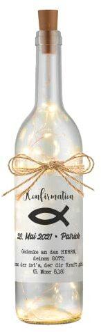 LIEBTASTISCH Personalisiertes Konfirmations Flaschenlicht mit Namen,Datum und persönlichem Konfirmationsspruch - Geschenke zur Konfirmation - Dekolicht - Geldgeschenk für Mädchen und Jungen