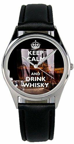 KIESENBERG Armbanduhr Whisky Liebhaber Geschenk Artikel Idee Fan Damen Herren Unisex Analog Quartz Lederarmband Uhr 36mm Durchmesser B-10114