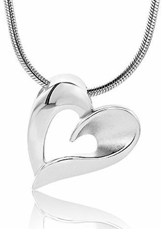 Miore Damen-Halskette mit Anhänger - Damen-Collier aus 925 Sterling-Silber mit Herz-Anhänger - Halsschmuck 45cm lang, Silber