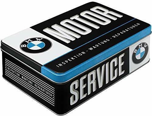 Nostalgic-Art Retro Vorratsdose Flach, 2,5 l, BMW – Service – Geschenk-Idee für BMW Accessoires Fans, Blech-Dose mit Deckel, Vintage Design