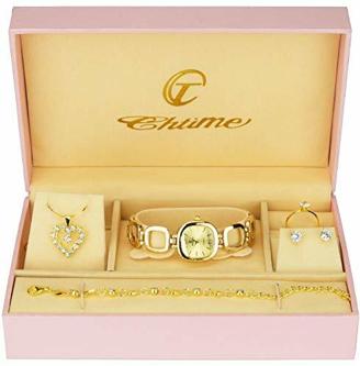Geschenkset Damen Armbanduhr - Schmuck Set- Halskette-Ring- Ohrringe - Armband