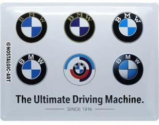 Nostalgic-Art 23296 Retro Blechschild BMW – Logo Evolution – Geschenk-Idee für Auto Zubehör Fans, aus Metall, Vintage-Design zur Dekoration, 30 x 40 cm