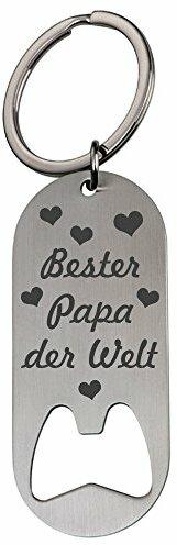 geschenke-fabrik -Schlüsselanhänger/Flaschenöffner mit Gravur"Bester Papa der Welt" - Geschenk für den Vater zum Vatertag - zu Weihnachten - zum Geburtstag