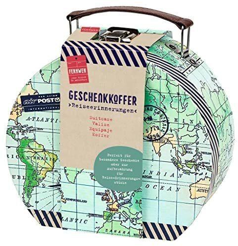 moses. Fernweh Geschenkkoffer Reiseerinnerungen, Geschenkbox Geldgeschenke und Reisegutscheine, Deko Mini-Koffer zum Verschenken oder zur Aufbewahrung von Erinnerun Weltkarten Retro-design
