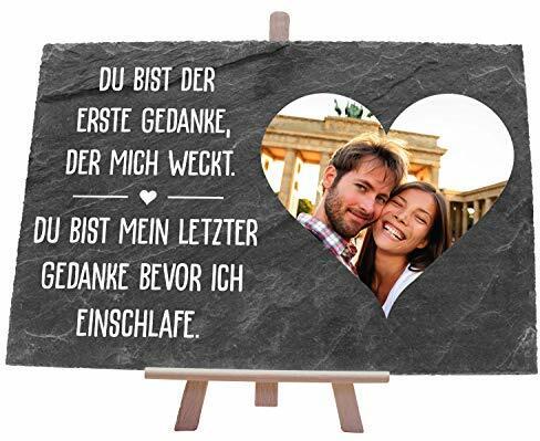 wandmotiv24 Schieferplatte mit Staffelei personalisiert mit Foto, Text, 30x20cm (BxH), personalisierte Geschenke zum Valentinstag, Hochzeit, Jahrestag, Geschenkidee für Ihn und Sie M0017