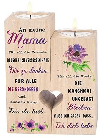 CREEK BROOK Kerzenständer-Geschenke ,Muttertagsgeschenke, Kerzen für Frauen, für Mama von Tochter Sohn,Mama Geburtstagsgeschenk(An Meine Mama), Holz