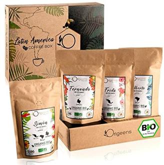 ORIGEENS Bio Kaffeebohnen Probierset 1kg | Premium Bio Arabica Kaffee Ganze Bohnen Set 4x250g | Traditionelle Röstung | Kaffee Geschenkset