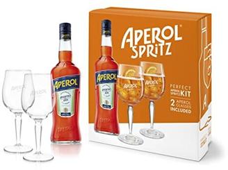 Aperol Aperitivo Geschenkset - 1 x 0,7 l - Aperol Spritz im Set mit 2 Gläsern - Italiens Nr. 1 Cocktail mit erfrischendem Geschmack - 11 % Vol. Alkohol