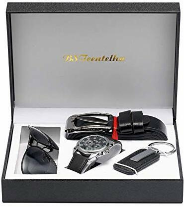 BSTcentelha Männer Geschenke Armbanduhr,Gürtel,Schlüsselanhänger, Sonnenbrille,Herren Geschenkset,Vatertagsgeschenk,Valentinstag,Geburtstag, Abschlussfeier,Jubiläum,Weihnachten Geschenk