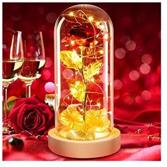 Gravur Valentinstag Hochzeit Geburtstag Ewige Liebe Geschenk Rot Goldene Rose 