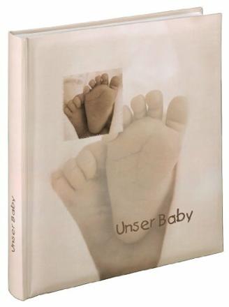 Hama Babyalbum Baby Feel (Fotoalbum mit 60 Seiten für 300 Fotos, Fotobuch für Kinderfotos, Album Format 29 x 32 cm) sand