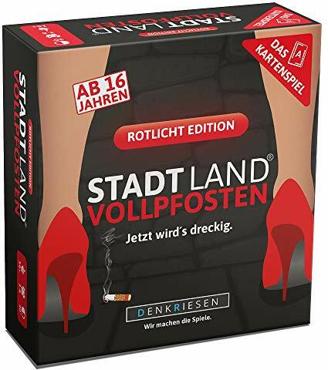 DENKRIESEN - Stadt Land VOLLPFOSTEN - Das Kartenspiel - Rotlicht Edition | Partyspiel | Wichtelgeschenk | Stadt Land Fluss | AB 16
