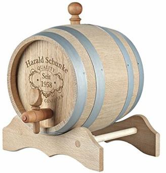 polar-effekt 1 Liter Holzfass Personalisiert mit Namens-Gravur - Geschenkidee zum Geburtstag für sie/ihn - Eichen-Fass für Whisky oder Wein - Motiv Quality Whisky