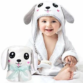 Kaome Baby Handtuch Kapuze Bio-Bambus Badetuch Kapuzenhandtuch Baby Großes weiches und super saugfähiges maschinenwaschbares Kleinkinder Badetücher mit niedlichen Ohren für Babybaden, 0-3 Jahre