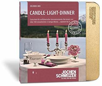 Jochen Schweizer Erlebnis-Box Candle-Light-Dinner für 2, über 80 Standorte in Deutschland, Romantisches Geschenk für 2 Personen in Goldener Geschenkbox