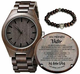 Kenon Gravierte hölzerne Uhr für Sohn und Freund, personalisierte hölzerne Uhr Geschenk für Freund, Abitur Geschenk von Mama, von Papa (Junge zum Vater)