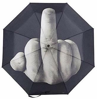 Regenschirm Taschenschirm, Neuheit Kreative Mittelfinger Design, leicht & kompakt Windsicher Stabiler Schirm, Geburtstag Weihnachten Geschenk für Herren, Damen, Kinder (Schwarz)
