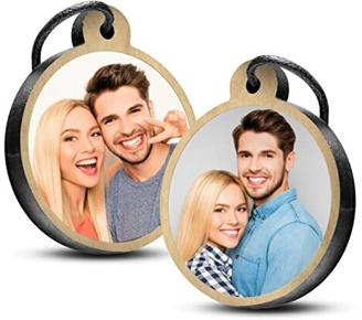 schenkYOU Premium Schlüsselanhänger mit Foto aus Eichenholz rund 2-er Set - personalisierte Geschenkidee für Muttertag, Vatertag