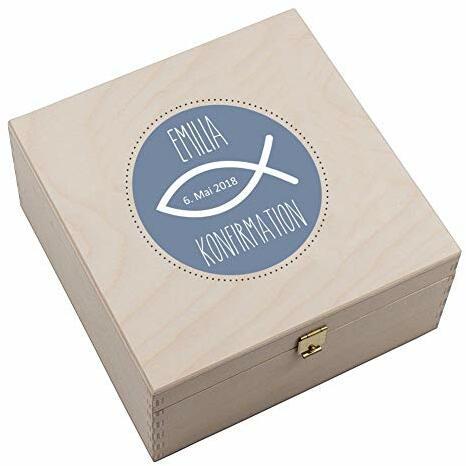 4you Design Personalisierte Hufeisen-Box Meine Konfirmation/Firmung/Kommunion (Fisch) - optional Gravur auf dem Hufeisen möglich - Geschenkidee - Hufeisen - Glücksbringer (mit Gravur)