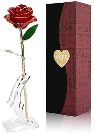 U-Kiss Vergoldete Rose 24k Gold Rose Geschenke für Frau Freundin,Handgefertigt Konservierte mit Geschenkbox, Muttertag Jahrestag Romantische Valentinstag Geburtstag Geschenk für Freundin Oma Mam
