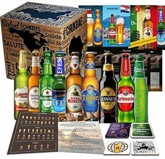 Biere der Welt 9 Flaschen Geschenk für Mann, Geburtstag +Bier Geschenk + Geschenkidee für Männer Geburtstag + Tasting Anleitung + 4x Bierdeckel + 9 x Hochwertige Produktbeschreibung