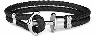 Paul Hewitt Anker Armband PHREP - Lederarmband für Damen und Herren (Schwarz), Männer und Frauen Armband mit Anker Schmuck aus Edelstahl (Silber)