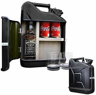 mikamax – Jerrycan Giftset – Whisky Geschenkset – Whiskybar – Jack Daniels Canister – 10L – Schwarz – Mit Zwei Whiskey Gläsern – Maße: 39 x 29 x 13 cm – Geschenke fur männer