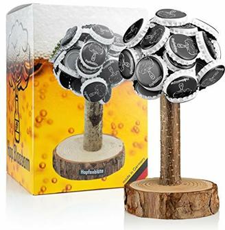 HOPFENBLÜTE ® – Magnetbaum Holz – Männer Geschenk Geburtstag - Partygeschenk - Bis zu 60 Kronkorken – Bier Deckel Baum Beer Deckel