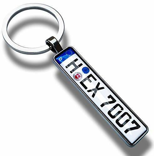 Individueller Kennzeichen-Schlüsselanhänger in Anthrazit - Autokennzeichen-Design  für KFZ-Fans