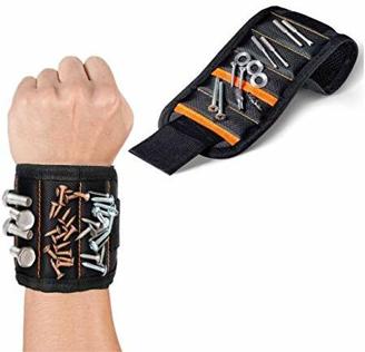 JZK Magnetisches Armband mit 15 Magneten zum Halten Schrauben Nägel Nüsse Schrauben Bohren Bits, magnetarmband werkzeug Geschenk für Papa Mann Zimmermann Klempner